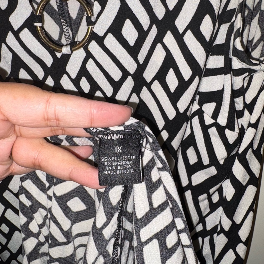 MSK Women Black and White Casual Dress 1X - Picture 5 of 6